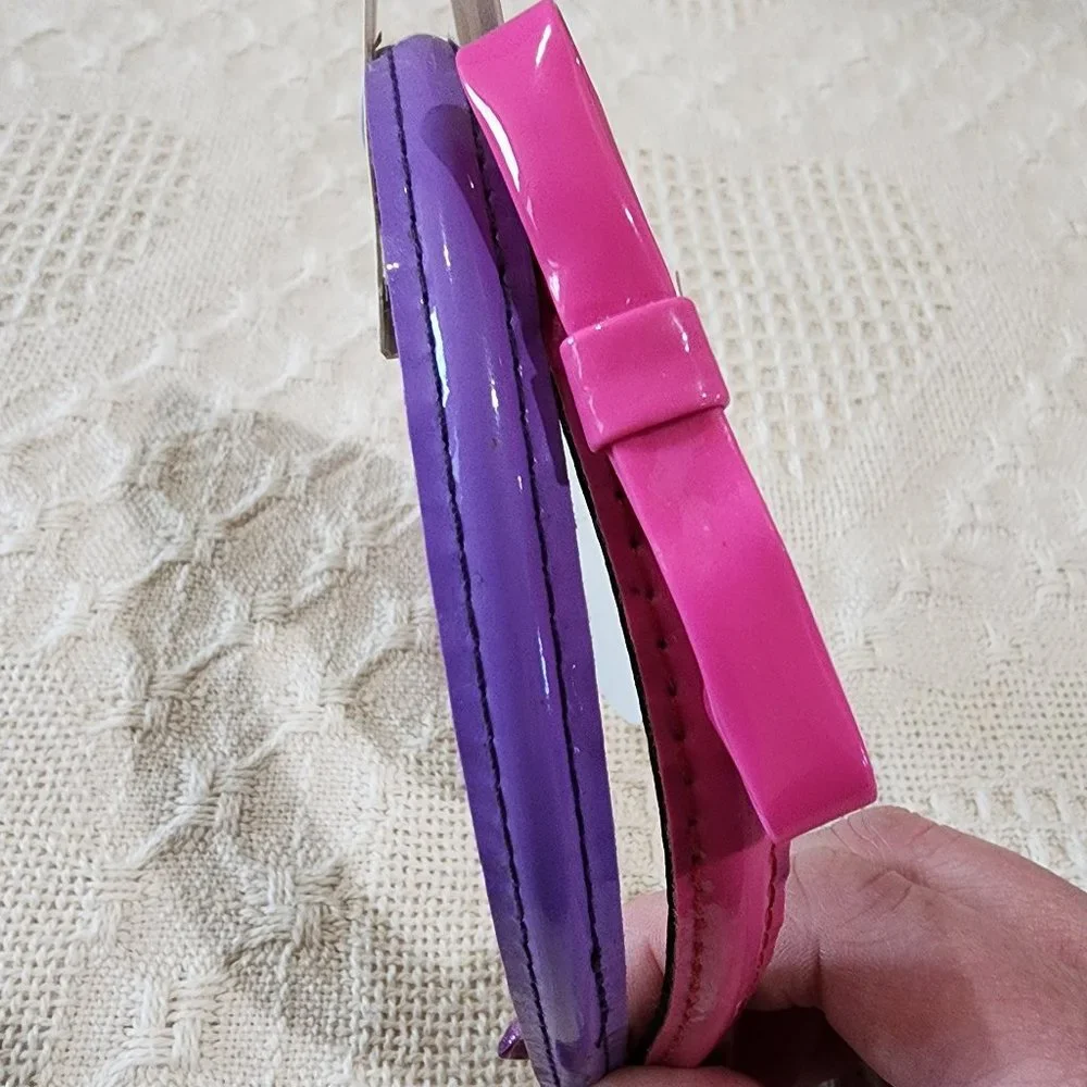 Elements Kidz Girl Kid Shiny Barbiecore Pink Purple Pair of Headbands Bows